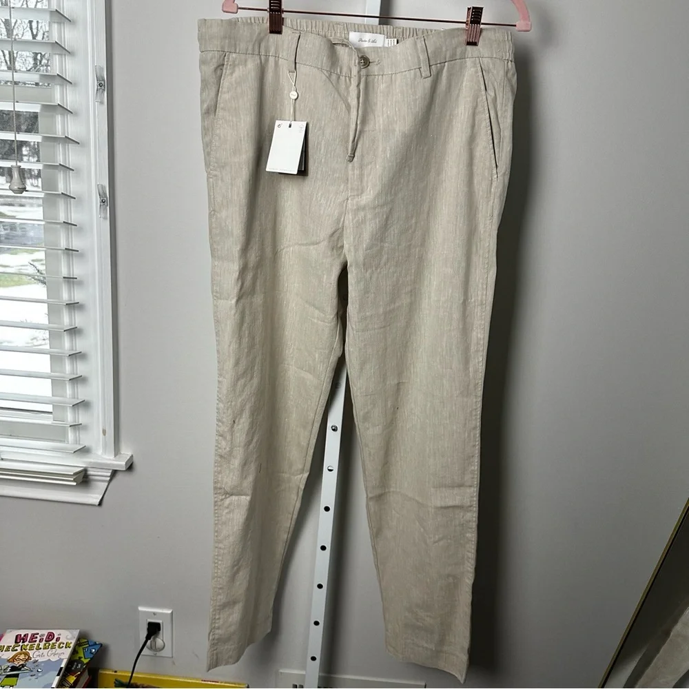 PORTER & ASH LINEN blend slim fit PANTS BRAND NEW WITH TAGS SIZE‎ 36